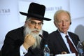 Jakov Dov Blajch, the Chief Rabbi of Kiev and Ukraine, keeping speech during press-conference devoted to Memorial center of
