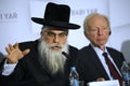 Jakov Dov Blajch, the Chief Rabbi of Kiev and Ukraine, keeping speech during press-conference devoted to Memorial center of