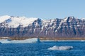 Jakulsalon lagoon with mountain snow covered