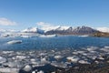 Jakulsalon winter lagoon with clear blue sky background, Iceland