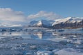 Jakulsarlon lake in winter with mountain background, Iceland Royalty Free Stock Photo