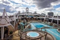 Jakuzzi and swimming pool on open deck of cruise liner Splendida Royalty Free Stock Photo