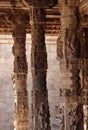 Subtlety of stone pillar sculpture in temple hall