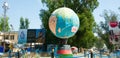 A earth globe statue was landmark in Jalalabad Afghanistan
