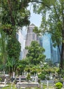 Jalan Ampang Muslim Cemetery,in the heart of KL City,overlooked by tall modern buildings,Kuala Lumpur,Malaysia