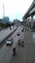 Jalan Jenderal Sudirman, one of the main roads in the city of Palembang, is still empty of vehicles in the morning