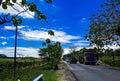 Jalan Pantura Jawa Timur Disiang Day near the Poteng Holiday with Green Plants. Gresik, Indonesia, 17 - September - 2020