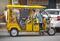 view of an Indian e auto rickshaw in Jalandhar, India