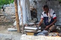 Jalandhar,Punjab,India 07 08 2021 A cobbler is repairing shoe in his workshop.