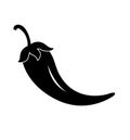 Jalapeno chili pepper black flat icon vector isolated on white background