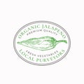 Jalapeno Pepper Frame Badge or Logo Template. Hand Drawn Green Vegetable Sketch with Retro Typography and Borders Royalty Free Stock Photo