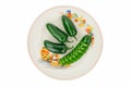 Jalapeno Peppers on a Colorful Antique Plate. Royalty Free Stock Photo