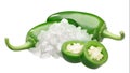 Jalapeno peppers with sea salt, paths Royalty Free Stock Photo