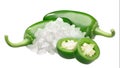 Jalapeno peppers with sea salt, paths Royalty Free Stock Photo