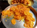 Jalebi, also known as jilapi, jilipi,