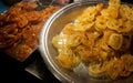 Jalebi Indian sweet dish selling on street market. Royalty Free Stock Photo