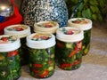 Jalepenos in jars Royalty Free Stock Photo