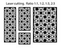 Jali decorative vector panel, fence, screen design. Cnc template set. Laser cut pattern kit. Set of geometric screens Royalty Free Stock Photo