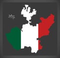 Jalisco map with Mexican national flag illustration Royalty Free Stock Photo