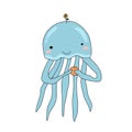 Jellyfish with orange cartoon illustration Royalty Free Stock Photo