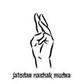Jalodar nashak mudra. Hand spirituality hindu yoga of fingers gesture. Technique of meditation for mental health.