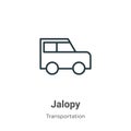 Jalopy outline vector icon. Thin line black jalopy icon, flat vector simple element illustration from editable transportation