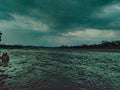 25.05.2022 jalpaiguri west bengal india, cloudy day on the bank of river murti in jalpaiguri