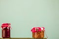 Jam cans on blue background Royalty Free Stock Photo