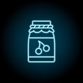 Jam, cherry blue neon icon. Simple thin line, outline vector of autumn icons for ui and ux, website or mobile application