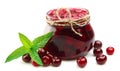 Jam with cherry and mint Royalty Free Stock Photo