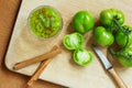 Homemade green tomato jam chutney