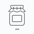 Jam flat line icon. Vector outline illustration of meal container. Black thin linear pictogram for food canning