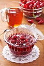 Jam with fresh fruits of cornel Royalty Free Stock Photo