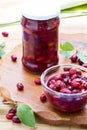Jam with fruits of cornel Royalty Free Stock Photo