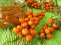 Jam with fruits of sea buckthorn