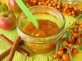 Jam from fruits of sea buckthorn, apples and spice