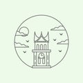 jam gadang for indonesian line art logo illustration design minimalist icon