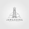 Jam gadang line art logo vector illustration design, jam gadang bukittinggi landamrk