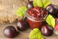 Jam of healthy organically grown plums