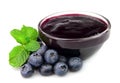 Jam jar with blueberry and mint Royalty Free Stock Photo