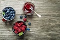 Jam jar with fresh berries