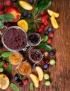 Jam made from different berries in glass jars Royalty Free Stock Photo