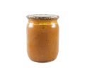 Jam made from oranges canned in the glass jar isolated Royalty Free Stock Photo