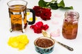 Jam Made of Rose Petals on White Background Royalty Free Stock Photo