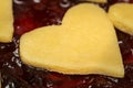 Jam pie with heart shape decorations Royalty Free Stock Photo