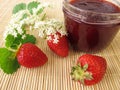 Jam with strawberries and elderflowers