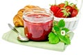 Jam of strawberry with a croissant Royalty Free Stock Photo