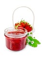 Jam strawberry with strawberries in a basket Royalty Free Stock Photo