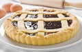 Jam tart in white dish. Royalty Free Stock Photo