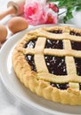 Jam tart in white dish. Royalty Free Stock Photo